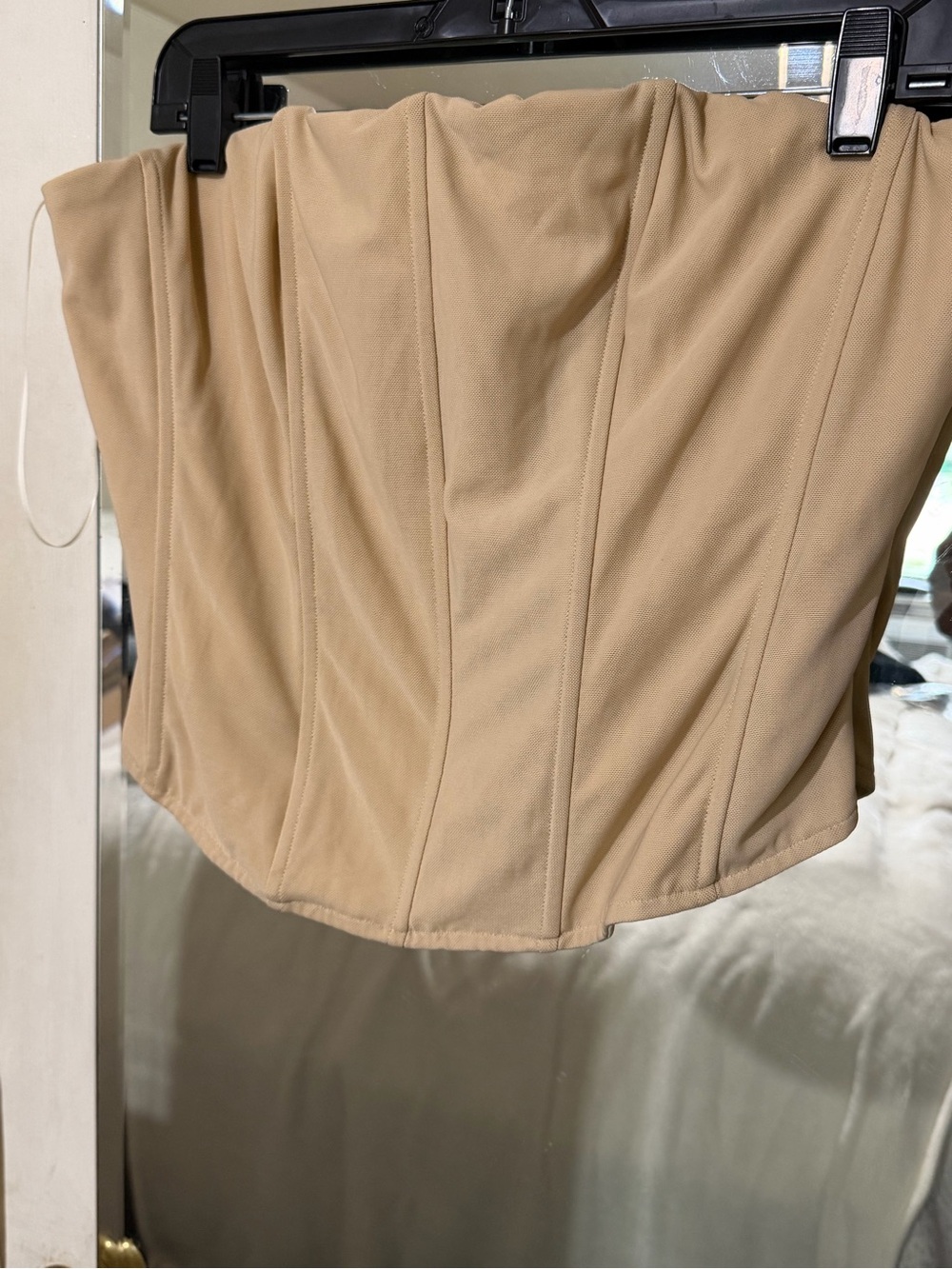 Fashion Nova Beige Strapless Corset Crop Top